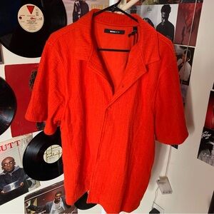 Deep Red Textured Button Down 😎ONLY TOP!